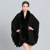 Mode Handwerk Pelzmantel Cape Lange Große Kaschmir Faux Pelz Mantel Mantel Schal Frauen Herbst Winter Wraps Poncho