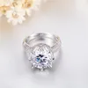 Jóias Victoria Wieck 8ct Solitaire 11mm branco safira Simulado Diamante Casamento prata Coroa Banda Mulheres Anéis presente Tamanho 6-9