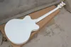 Fabrikspezifische weiße 4-saitige Semi-Hollow-E-Bassgitarre mit Goldbindung, Palisandergriffbrett, Goldbeschlägen, individuelles Angebot