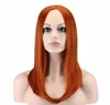 Parrucche per capelli sintetici da donna medio lunghe dritte Cosplay arancione scuro 50 cm