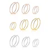 Martelado Grande Simples Hoops Brincos Fina Dainty clássico Plain Hoops Stainles Aço Silver Rose Gold Tone Party Club Jewelry