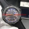 2020 Koolstofvezel Bezel heren Automatische Horloges Nylon Lederen Band Horloges 43mm Staal Zwart PVD Case Vouwsluiting Uhren