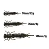 New Flash larva Shad baitfish Rubber Bait 55mm-1g 75mm-3g 100mm-7g Più tentacoli Vermi morbidi Crank Hook esche