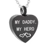 Heart Urn Necklace For Ashes Keepsakes Memorial Pendant Rostfritt stål Kremeringsmycken-'My Daddy My Hero' Love You253x