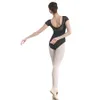 Yetişkin Dans Giyim Kısa Kollu Bale Parça Kostümleri Kadın Dans Uygulama Elbise Jimnastik Dans Elbise Bale Mayoları Suits