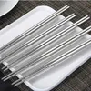 Chopsticks kwadratowy błyszczący stali nierdzewnej antypoślizgowej pałeczki srebrne stal ze stali nierdzewnej 150Pair 22.5 cm Freeshipping DH0203