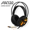 AX120 LED 라이트 게임 헤드폰 유선 스테레오 HIFI 헤드셋 PC 전화 노트북 게임 헤드 밴드 PS4 Xbox 게임 이어폰 3.5mm 마이크 핑크