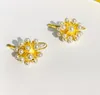 Ausgefallene Ohrringe für Frauen, Charm-Ohrstecker, Perlen, Kugel, Blume, Kupfer, Gold gefüllt, Feuerwerk, durchbohrt, High-End-Schmuck