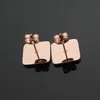 Boucles d'oreilles de luxe en or rose pour femmes, style classique, en acier inoxydable, boucles d'oreilles de fiançailles pour dames, cadeaux entiers J214w