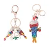 10 stks / partij sleutelhanger creatieve mode strass vogel en papegaai kristal hanger sleutelring ketting sleutelhanger houder voor auto's rugzak handtas