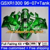 + Tank voor Suzuki GSXR1300 Hayabusa 96 97 98 99 2000 2001 333hm.211 GSX R1300 GSXR 1300 1996 1997 1998 1999 00 01 02 Backings Green Flames