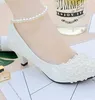 Handgjorda Ivory Pearl Lace Bröllop Dansfest Skor Flat 4,5cm 8cm Heel Low Heel Bridal Skräddarsydda Skor Brudtärna