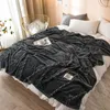 Мягкий теплый коралловый флисовой одеяло зимний лист прозрачный диван плед кроссовки 300GSM легкие тонкие механические промывки фланелевые одеяла