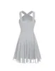 Womens Chiffon Wide Shoulder Straps Criss-Cross Straps Evening Party Prom Gown Bridesmaid Short Dress