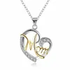 Chaud luxe maman amour lettre collier blanc cristal strass bicolore coeur pendentif chaîne à maillons pour les femmes bijoux de mode cadeau de fête des mères