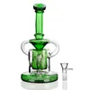 Groen Blauw Amber Glas Bong Water Pijp Recycler Hookahs DAB RIG en PERC Olierouts 14 mm Gezamenlijke Bongs Waterleidingen