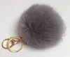 Реальный Кролик Fur Ball брелок Soft Fur Ball Прекрасные Золото металл брелка шарик Pom Poms Плюшевого брелок автомобиль брелоки сумка аксессуары