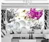 Orchidea otwartego motyla mody ściany 3d malowidła tapety do salonu