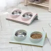 Stainless Steel Double Pet Bowls Food Water Feeder for Small Dog Puppy Cats Pets Supplies Feeding Dishes201F