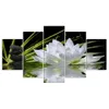 Modern Ev Duvar Sanatı Dekorasyon Framless Modüler Resimler 5 Parça Beyaz Lotus Çiçek Su Arnavutu HD Baskılı Tuval Resim Sergisi
