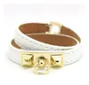 Nuovo stile punk Doubleloop Hang Buckle Multicolor PU Braccialetti per donne braccialetti maschili da polso oro Pulsband Pulseras Accessori4181523