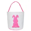 Sequin Bunny Basket Pasen Sequin Rabbit Canvas Manden Pasen Rabbit Gedrukt Tas Kids Egg Candy Bag