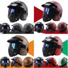 PU Leather Motorcycle Helmets Chopper Bike Half Helmet Vintage Goggle Mask