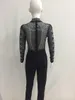 Grossist-jumpsuits för sexiga bodysuit kvinnor 2016 sexiga se genom kvinnor svart mesh jumpsuit långärmad parti sequined bodycon calvn kvinna