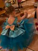 Puffy Green Ball Gown Flower Girls Dresses Scoop Sequins Bows Korta Birdag Party Girls Pageant Gowns 2020 Vestidos Comunion