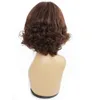 Color 4 dark brown capless wig 12 inch curly wigs Brazilian Indian Peruvian Malaysian human hair3940721