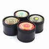 Frantoio per tabacco Herb Grinder 3 pezzi 30mm 50mm 63mm in lega di zinco Attraente decalcomania 3D colorata top pressa per polline smerigliatrici in metallo DHL