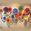 Modern Lamps Arts Plate Colorful Hand Blown Glass Hanging Plates Platter Murano Style Flower Wall Art for Restaurant Hotel Projects