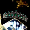 2019 Mariage vintage Couronne en vert foncé ramionnage accessoires de cheveux perlées bande de bande de bande