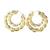 Luxe Hoop Boucles D'oreilles Bijoux Plusieurs Formes Géométriques Ethnique Femmes Grand Vintage Or Argent Plaqué Bambou Boucles D'oreilles pour Fille Femme Cadeau