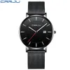 Herrsportklockor Crrju Top Brand Luxury Man Classic Business Gift Mesh Strap Wristwatches Relogio Masculino Mens Date CL341I