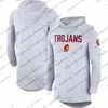 Maglia da uomo NCAA USC Trojans 2019 Sideline manica lunga con cappuccio performance top grigio melange rosso bianco taglia S-3XL