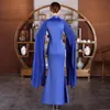 Chinese tang suit style women Sexy Evening Dresses Long sleeve Qipao Red Blue lady vestido Open Slit Modern Party Dresses oriental gown