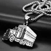 Lucky Rune Big Trucks Pendants Naszyjnik dla mężczyzn Kobiety Hip Hop Stal nierdzewna Naszyjnik