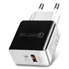 QC 3.0 Väggladdare Qualcomm USB Snabbavgift Dual Color Travel Power Adapter Snabb Laddning US EU-kontakt för iPhone Samsung 50st / Lot