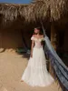 Asaf Dadush Boho-Hochzeitskleider, böhmische Spitze, schulterfreies Hochzeitskleid, A-Linie, Strand-Brautkleider, Robe De Mariee