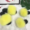 Ins New Real Fox Slippers Kids Winter Fur Child Child Home Slides Girls Girls Sliders Raccoon Fluffy Chinelo Flats Beach Children Intérieur Slipp9872565