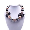 Girls Kids Bowknot Girls Chunky Necklace Black&Brown Acrylic Bead Bubblegum Necklace Cuet Baby Kid Jewelry Choker