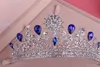 Princesa encantadora prata / azuis cristais nupciais tiaras coroas nupciais headpieces acessórios nupciais casamento tiaras de casamento / coroas T303574