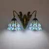 Tiffany Style Colored Glass Wall Lamps Restaurant Corridor Corridor Lighting moderne Sirène à tête double applique en verre TF056