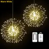 120/198 LED's String Lights Afstandsbediening Waterdichte Paardebloem Vuurwerk LED Koperdraad String Lights Christmas Firework Fairy Lights