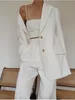 2 Pieces Mother of the Bride Suits White Linen Women Ladies Two Button Plus Size Office Tuxedos Formal Work Wear For Wedding