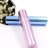 500 pcs 7 ml bouteille de parfum tuyau en aluminium bouteilles lumineuses atomiseur Spray voyage verre bouteille rechargeable 4 couleurs noir bleu rose or