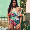 Kadınlar Seksi Tek Parça Mayo Çiçek Baskı Mayo Yaz Backless Straplez Plaj Giyim Monokin Kadın Mayo Yüzmek Suits Suits