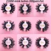 25mm 3d Mink Lashes Partihandel 200Pairs / Lot Thic Strip 3D Mink Eyelashes Anpassad Förpackning Etikett Makeup Dramatiska Lång Mink Lashes