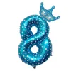 Palloncini foil numero 32 pollici con corona aria ballon decorazioni per feste di compleanno per bambini figura all'ingrosso QW9401